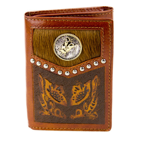 5013-C  Floral Tooled Bull rider Wallet