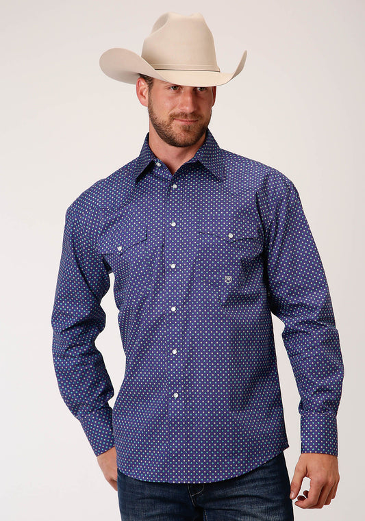 3-01-225-378PU Roper Men's Amarillo Collection Shirt Purple