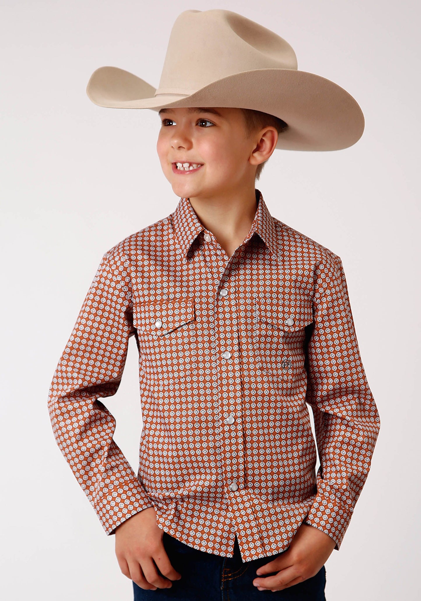 03-030-0225-0375PU Roper Boy's Amarillo Collection L/S Orange