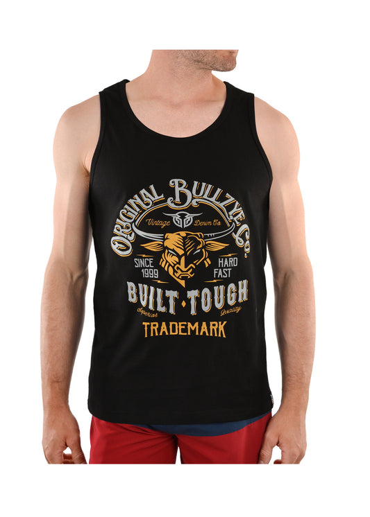 B1S1501076 Bullzye Men's Built Tough Singlet Black