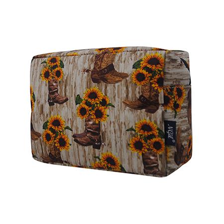 BBT613-BLK Sunflower Cowgirl Boots Cosmetic Pouch