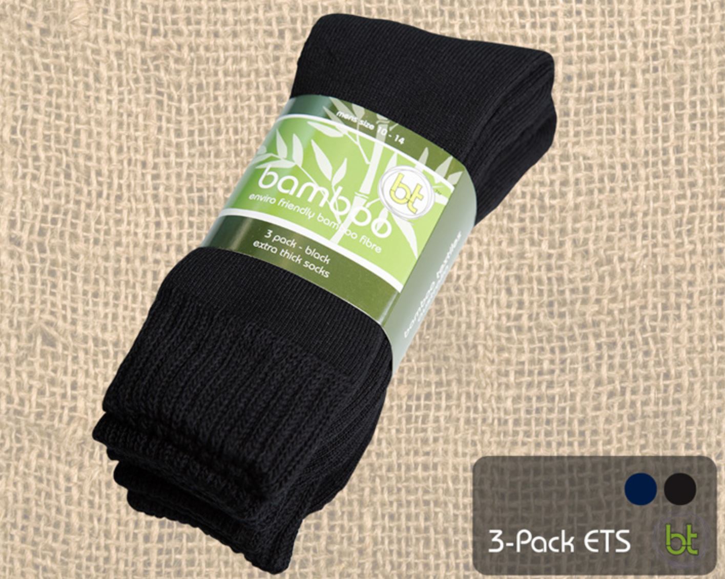 BTBAM3NAVY  BT Bamboo Socks 3 Pack Navy