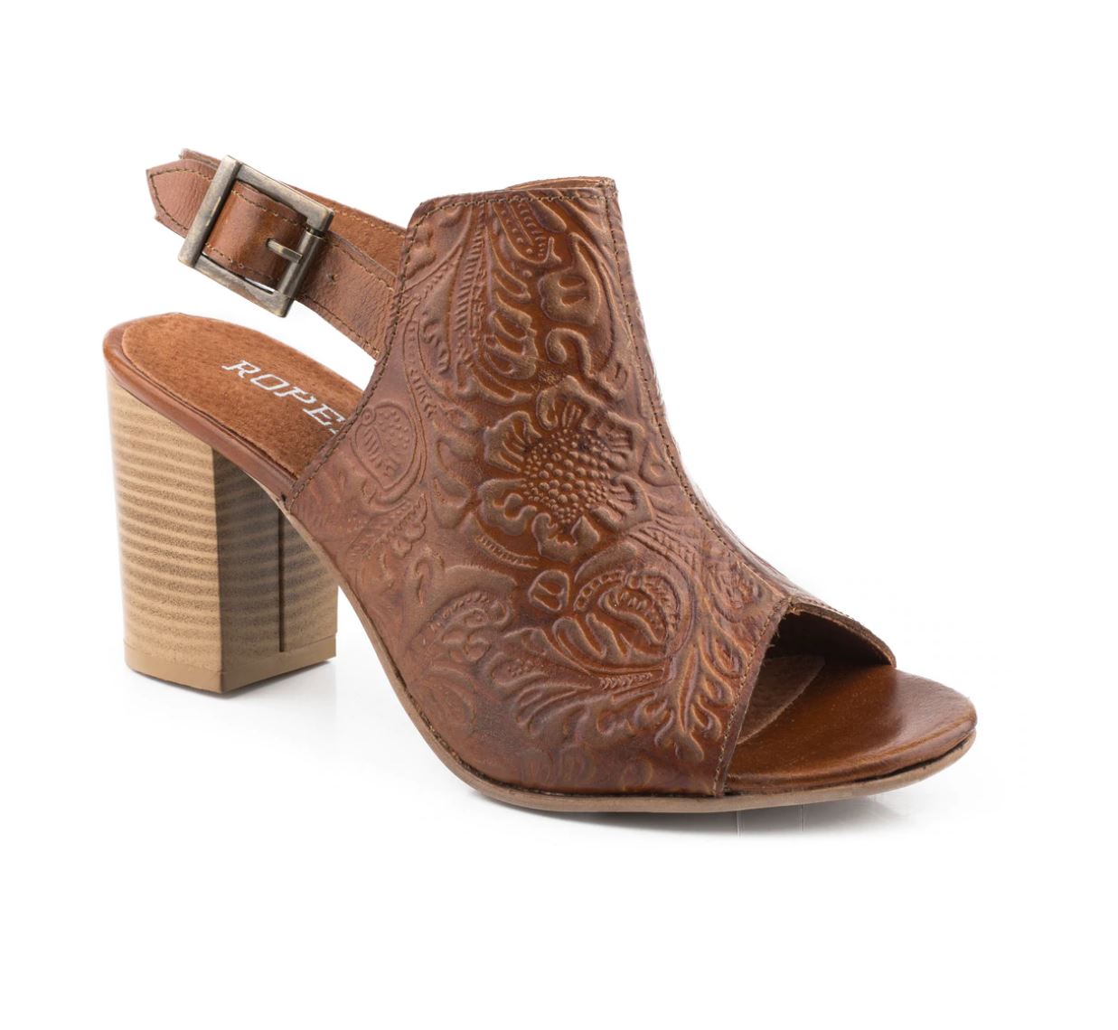 09-021-0946-2901BR Roper Women's Mika II Floral Embossed Leather Tan