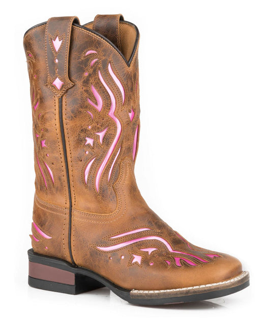 09-018-0912-2770TA Roper Kids Shiloh Leather Tan/Pink