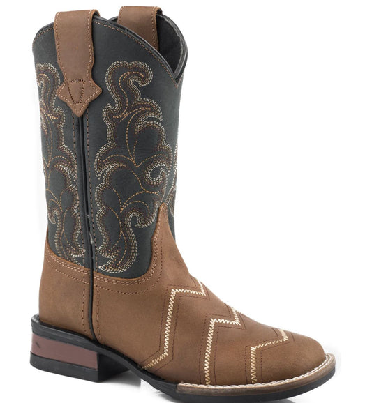 09-119-0912-2935 Roper Big Kids Monterey Angles Tan/Black Leather