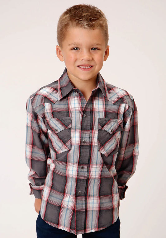 03-030-0062-4031GY Roper Boys West Made Collection Plaid Shirt