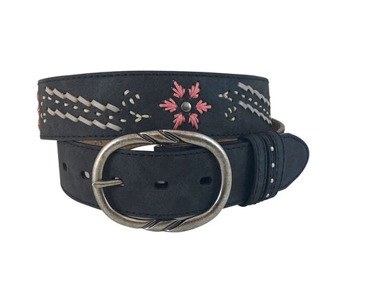 6552300 Roper Women's Embroidered Belt Black