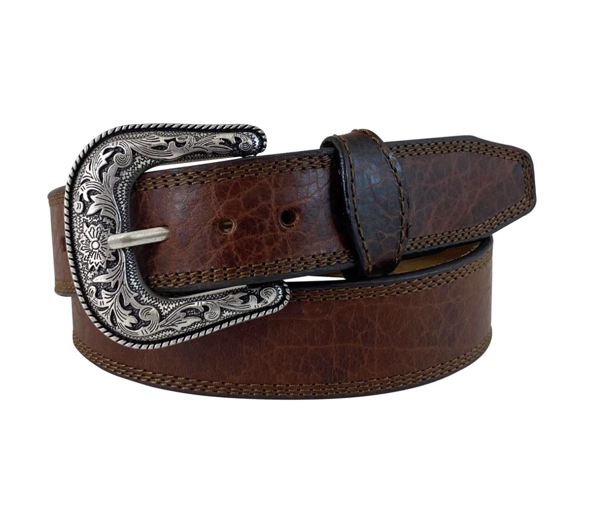 8649500Z Roper Men's American Bison Belt Triple Stitched Hazelnut Bison