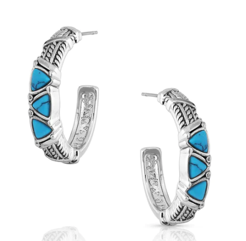 ER5250 Montana Trilogy Trillion Turquoise Hoop Earrings