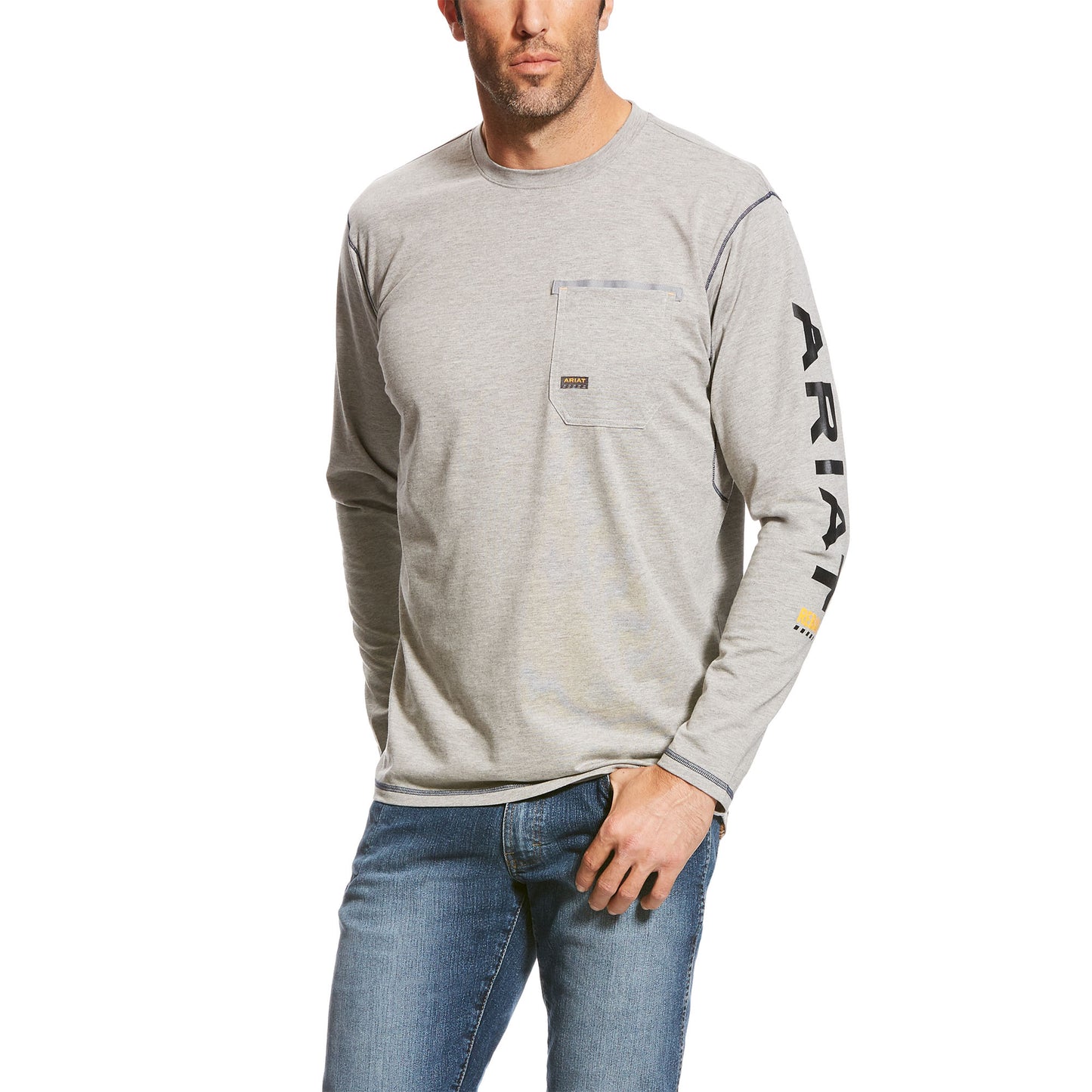 10023918 Ariat Men's Rebar Logo Tee Heather Gray