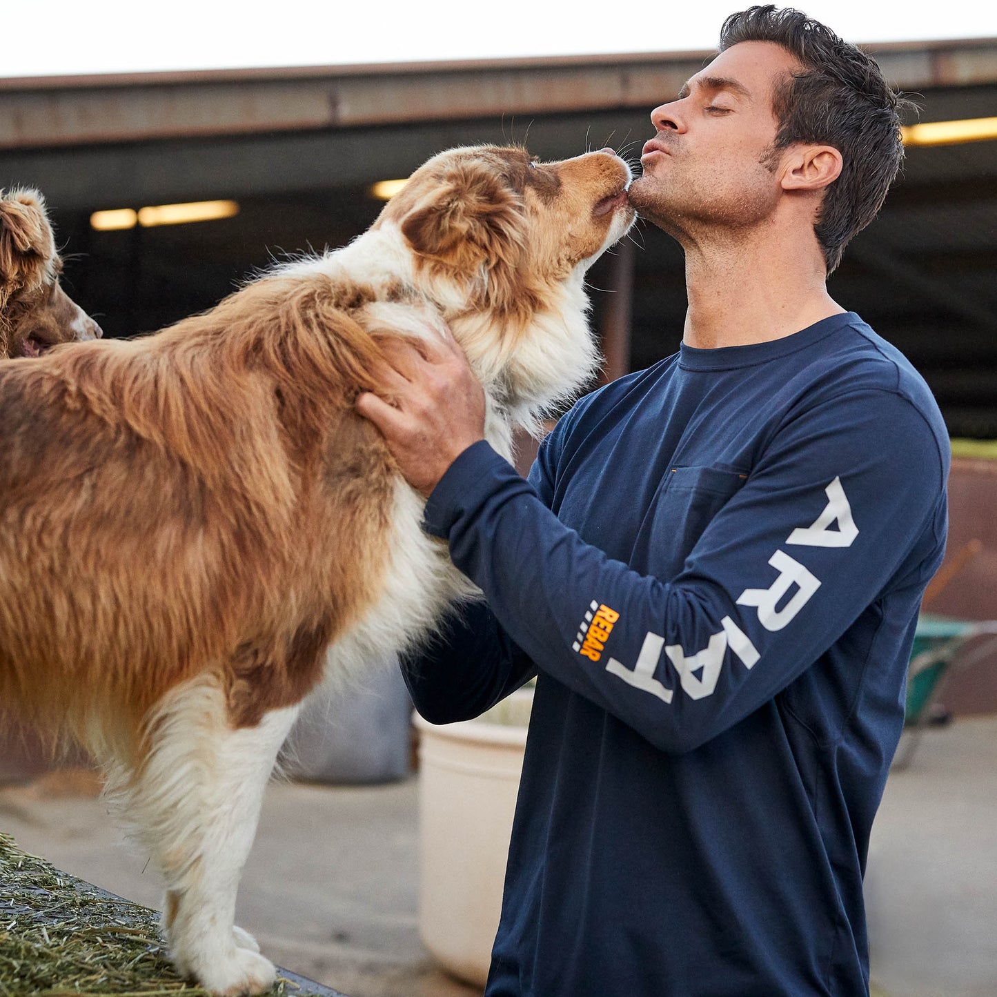 10023920 Ariat Men's Rebar Logo Crew Navy