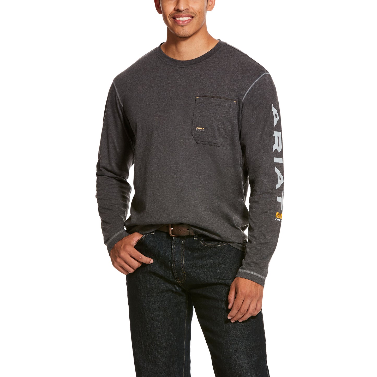 10027815 Ariat Men's Rebar Workman Logo Tee Charcoal