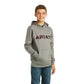 10037006 Ariat Boys Basic Hoodie Charcoal Raised Red