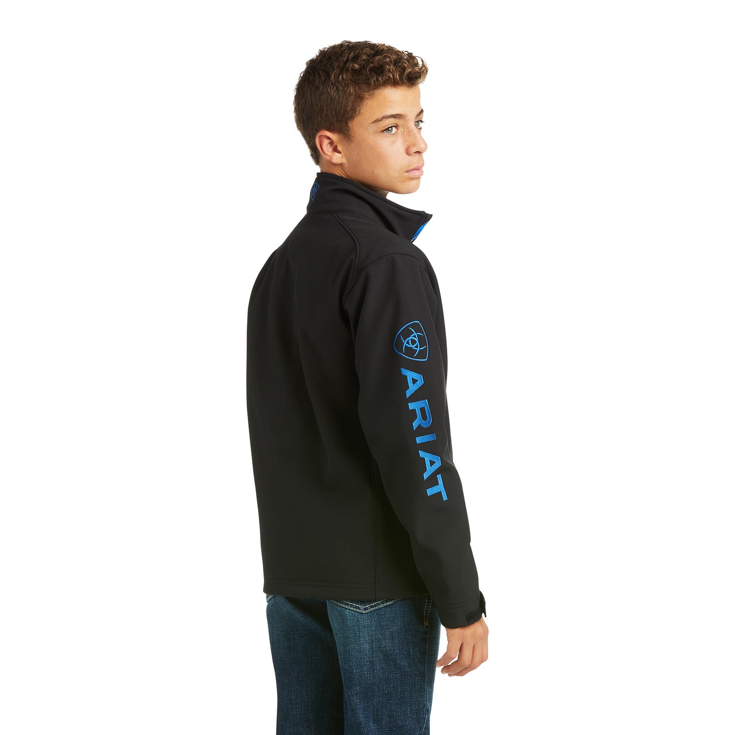 10037363 Ariat Boys Logo 2.0 Softshell Jacket Black/Cobalt