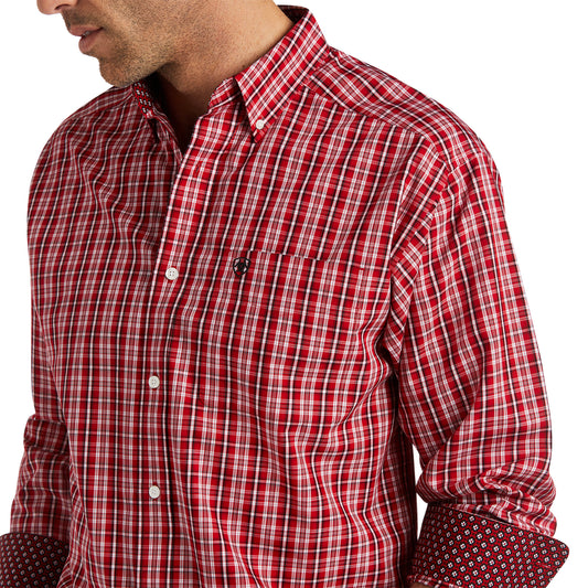 10038092 Ariat Men's Ace Classic Fit LS Shirt Holly Berry