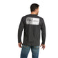 10038191 Ariat Men's Flag Grayscale LS Tee Charcoal Heather