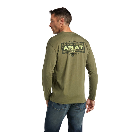 10038534 Ariat Men's Land LS Tee Military Heather