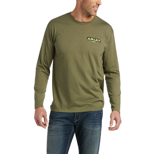 10038534 Ariat Men's Land LS Tee Military Heather