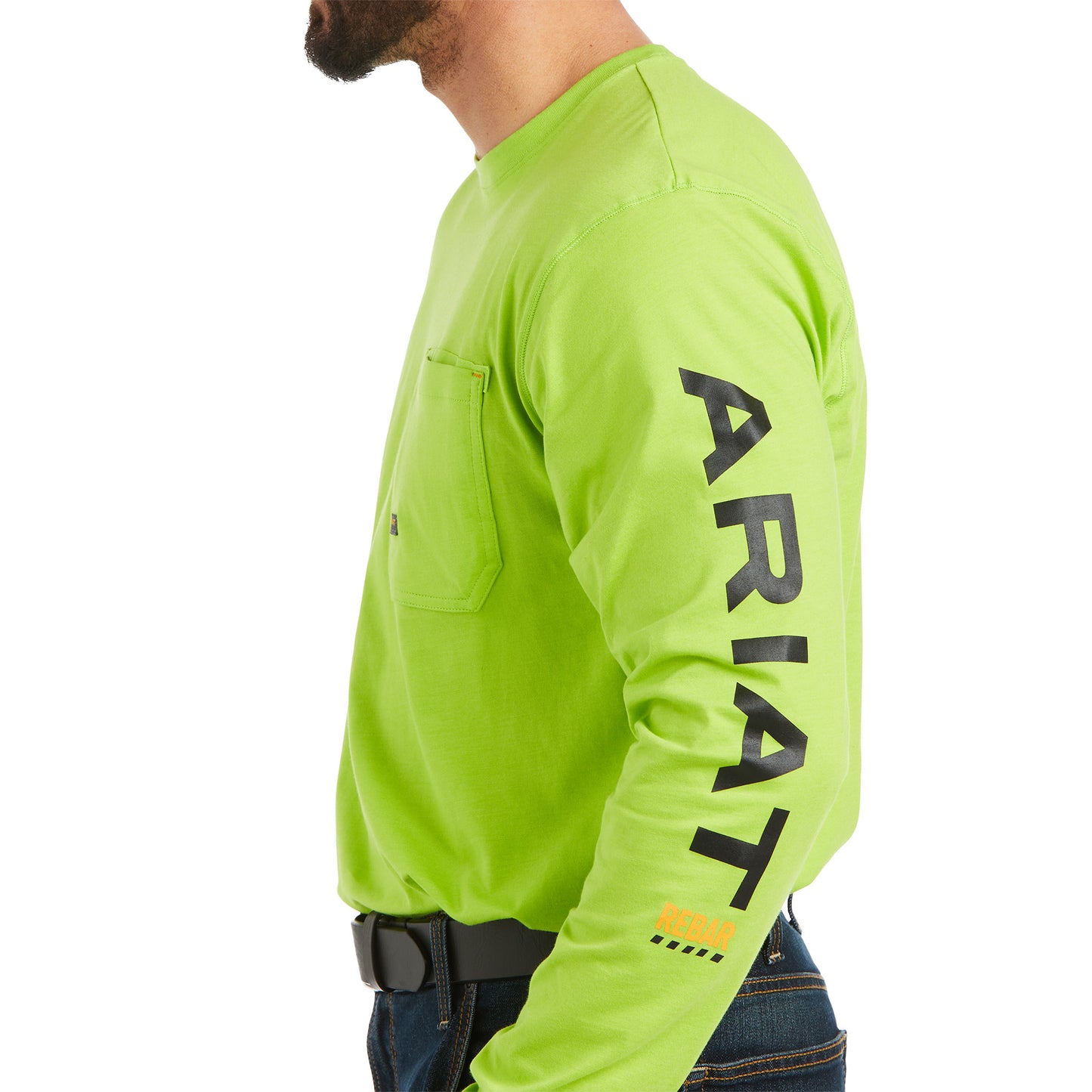 10037406 Ariat Men's Rebar Workman Logo LS TShirt Lime