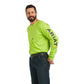 10037406 Ariat Men's Rebar Workman Logo LS TShirt Lime