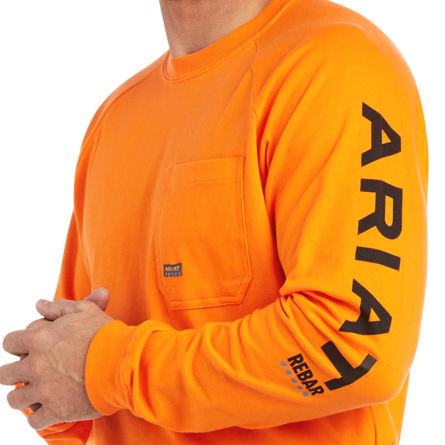 10037643 Ariat Men's Rebar Cotton Strong Graphic LS Tee Safety Orange