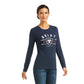 10036959 Ariat Women's Int'l Logo LS T Shirt Navy