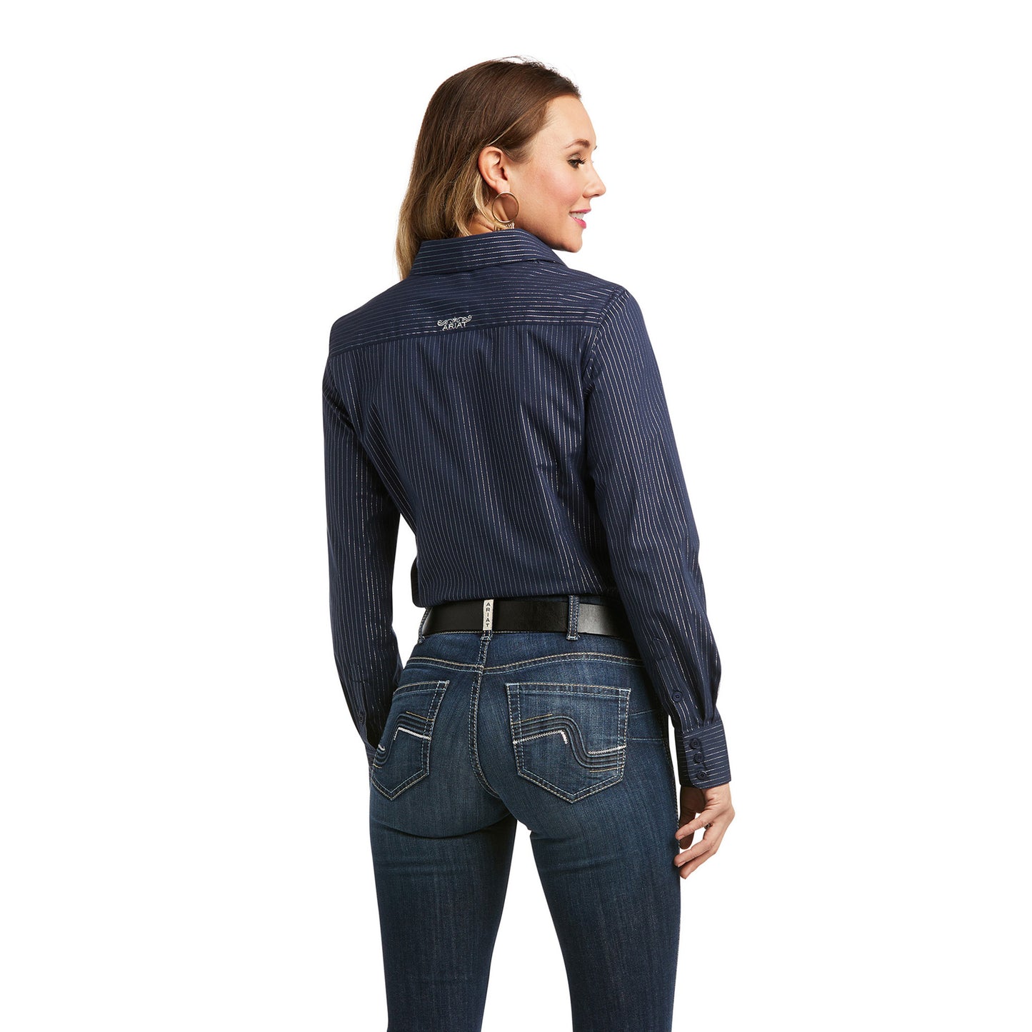 10037933 Ariat Women's Kirby Stretch Shirt Lurex Pinstripe