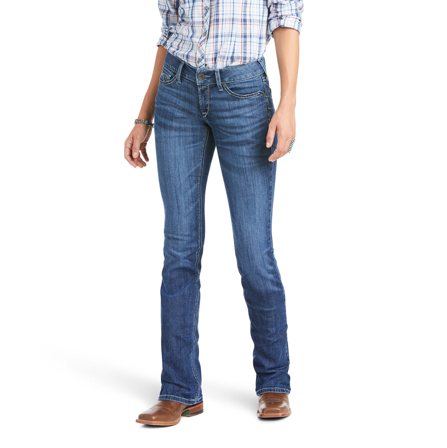 10037958 Ariat Women's REAL Mid Rise Boot Cut Kylee Irvine Long leg