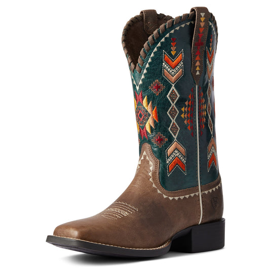 10038328 Ariat Women's Round Up Skyler Light Tan/Deep Teal