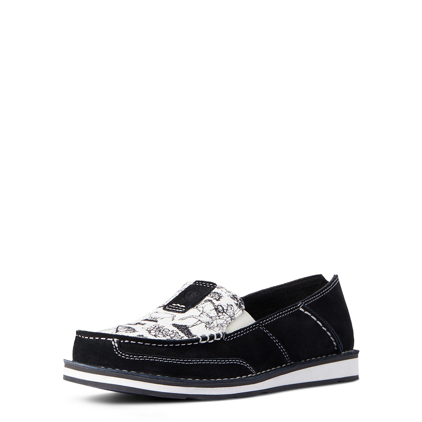 10038419  Ariat Womens Cruiser Black Suede/Black Tumbleweed Print