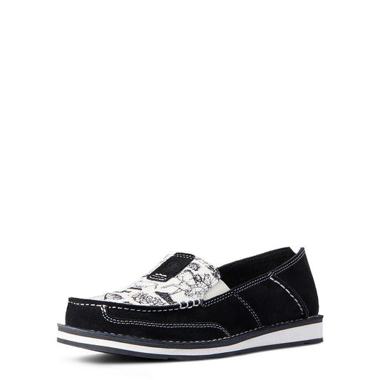 10038419  Ariat Womens Cruiser Black Suede/Black Tumbleweed Print