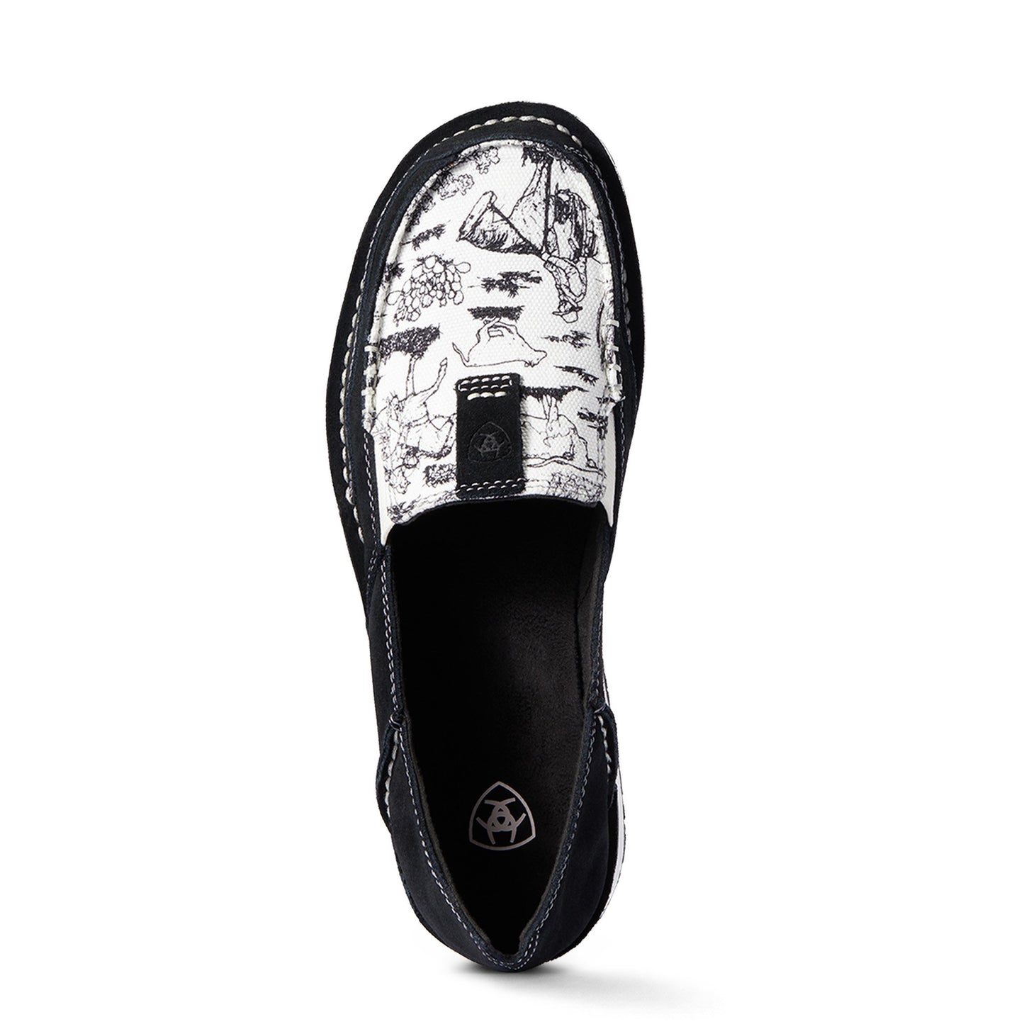 10038419  Ariat Womens Cruiser Black Suede/Black Tumbleweed Print
