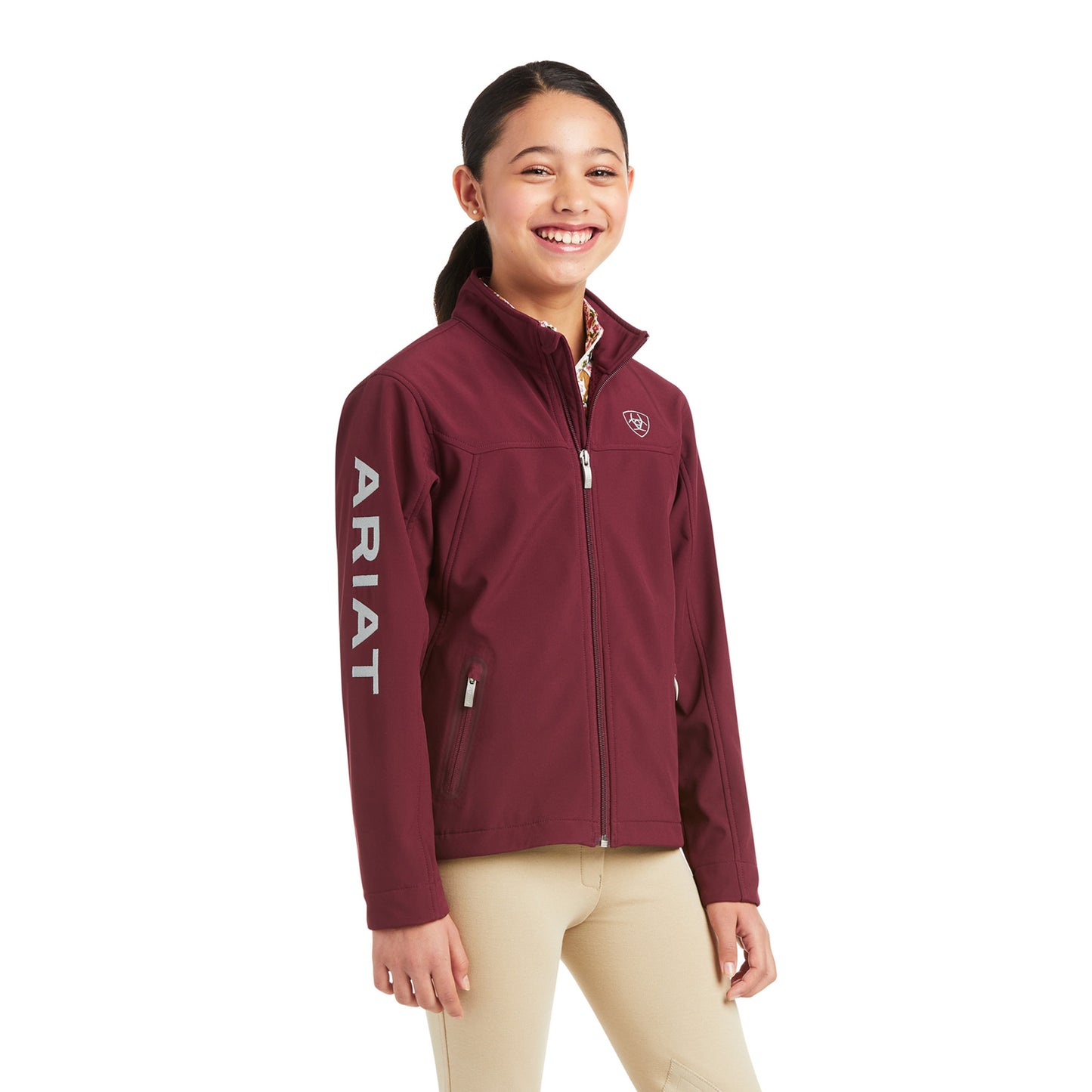 10037400 Ariat Girls New Team Softshell Jacket Winsor Wine