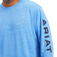 10041002 Ariat Mns Logo LS T-Shirt Aegean Blue
