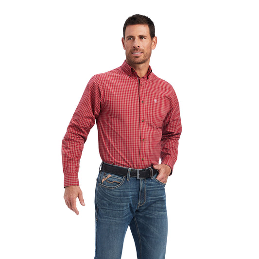 10041564 Ariat Men's Pro Series Norwell fitted LS Shirt Tango red