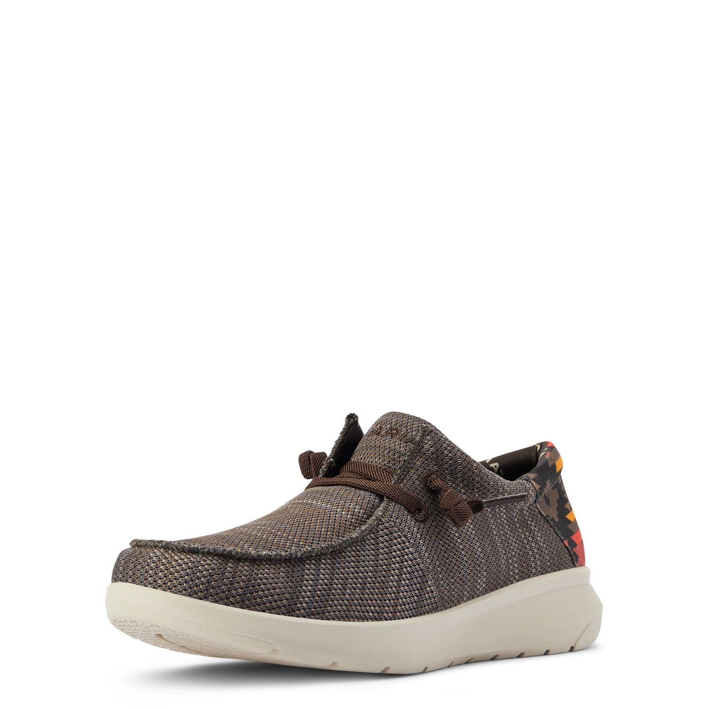 10042507 Ariat Men's Hilo Stretch Lace Heathered Brown/Red Aztec Print
