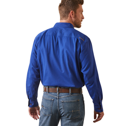 10042861 Ariat Mns Rebar Half Button LS Workshirt Cobalt