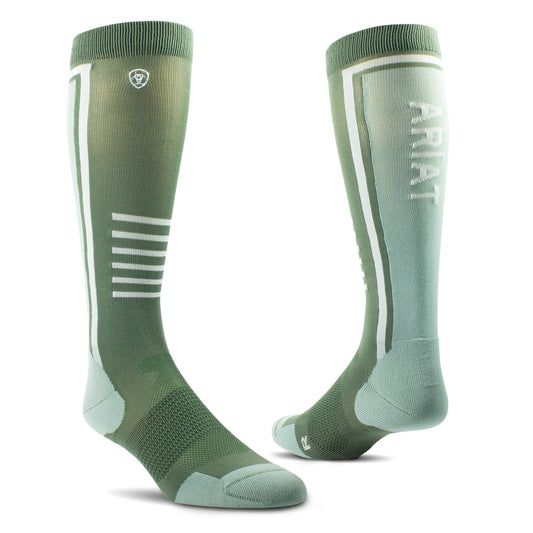 10041196 Ariat Uni TEK Slimline Performance Socks Clover/Hedge Green