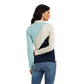 10041355 Ariat Wms Taryn LS Polo Blue Surf/Oatmeal/Navy