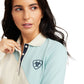 10041355 Ariat Wms Taryn LS Polo Blue Surf/Oatmeal/Navy
