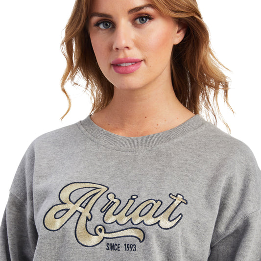 10041817 Ariat Women's REAL Cropped Sweatshirt heather grey
