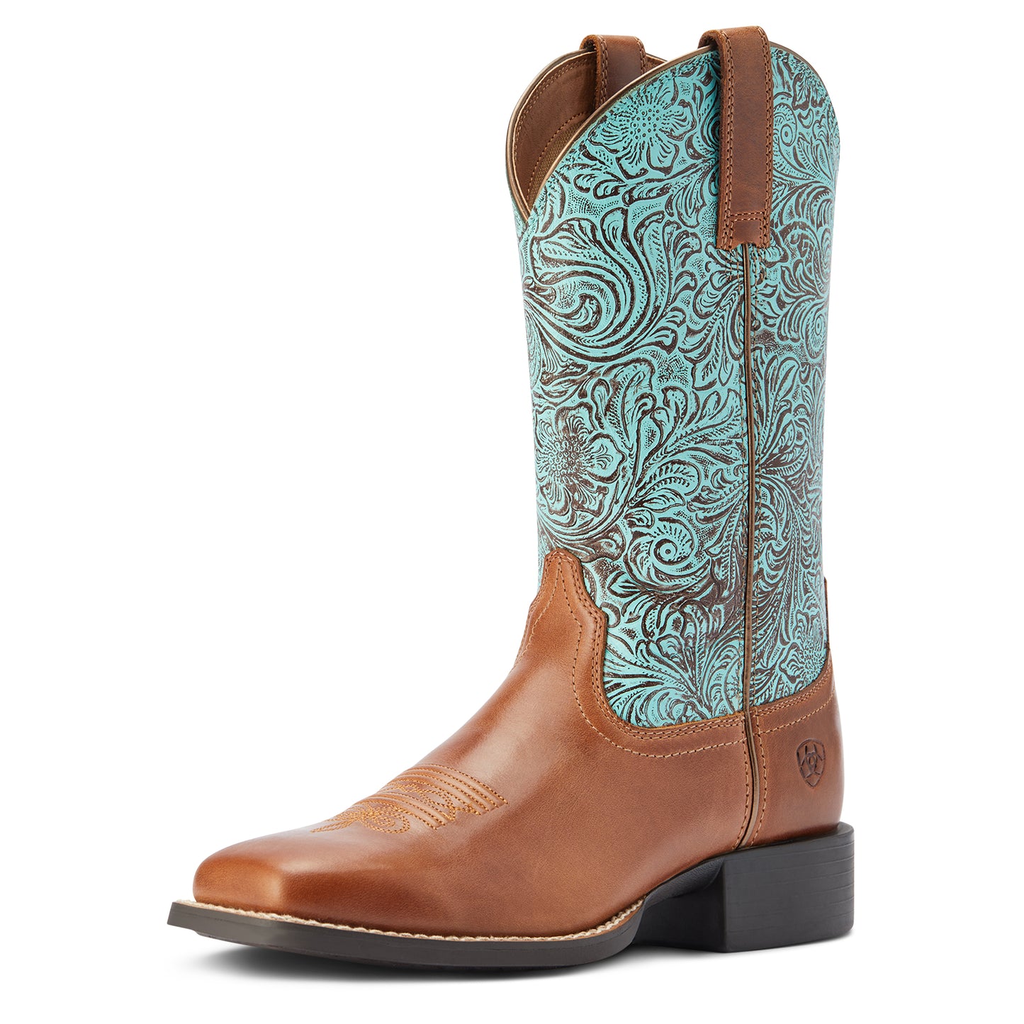10042534 Ariat Wmns Round Up Floral Turquoise Boots