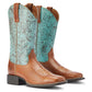 10042534 Ariat Wmns Round Up Floral Turquoise Boots