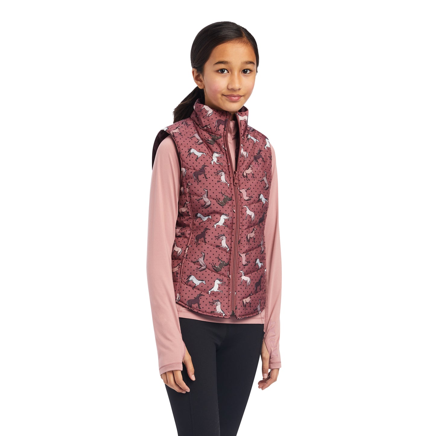 10041367 Ariat Youth Bella Reversible Vest Wild Ginger Ponies/Banyon bark