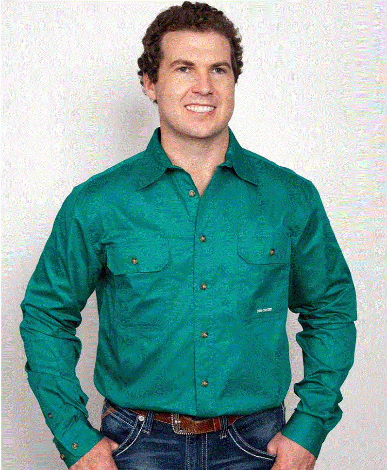 20202DKG  Just Country Men's Evan Work shirt Dark Green