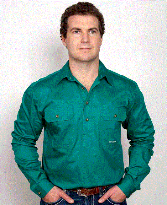 10101DKG  Just Country Men's Cameron Work shirt Dark Green
