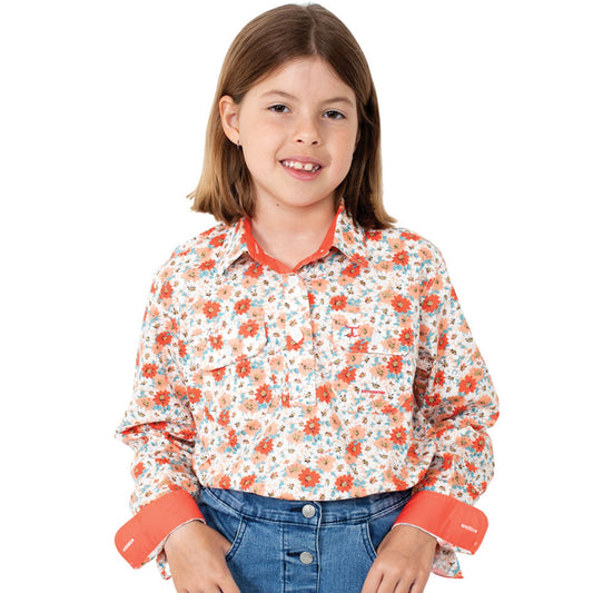GWLS2179 Just Country Girls Harper Shirt Coral Daisies
