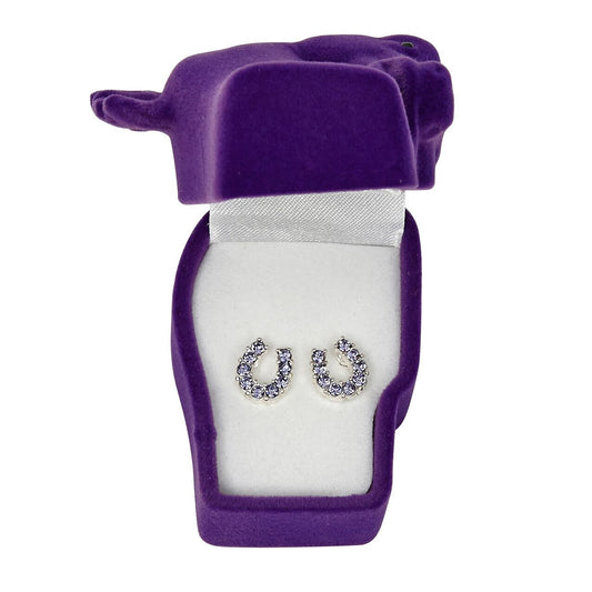 JE898PU Brigalow Purple Horseshoe Earrings