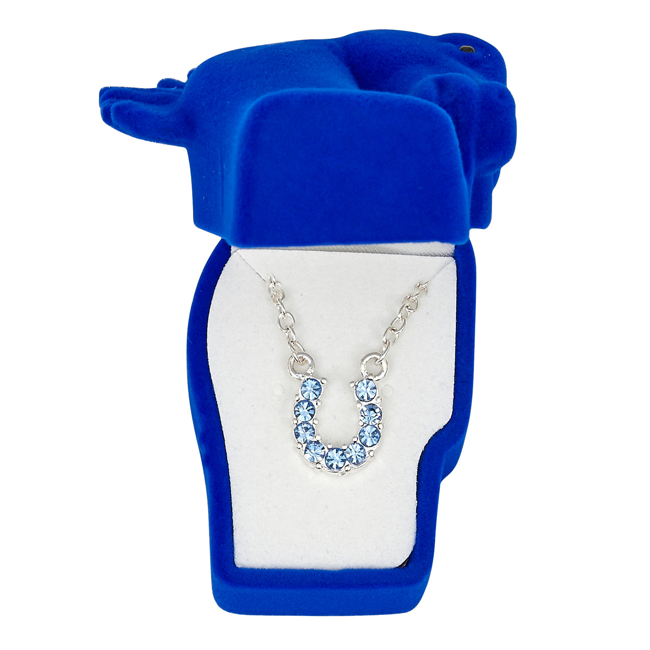 JN898BL Brigalow Blue Horseshoe Necklace