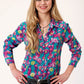 3-50-590-6076BU Roper Women's Floral Arena Shirt